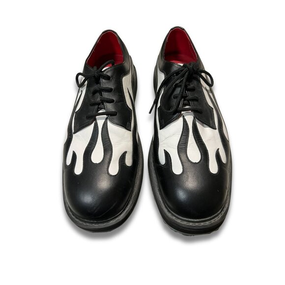 George Esquivel Black & White Flame Leather Shoes Size 9.5 - Picture 2 of 8